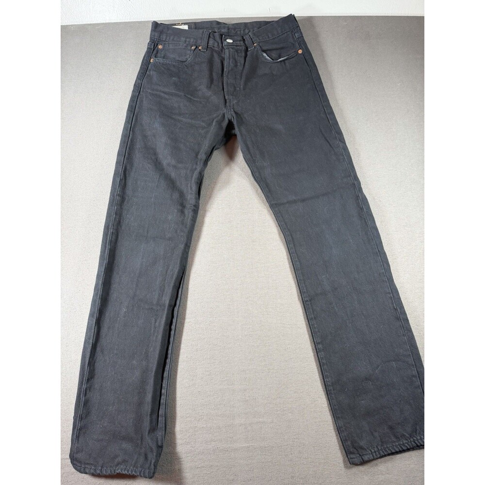 Levis 501 Premium Jeans Mens 31x32 Black Straight Leg Button Fly Casual Big E - Picture 1 of 12